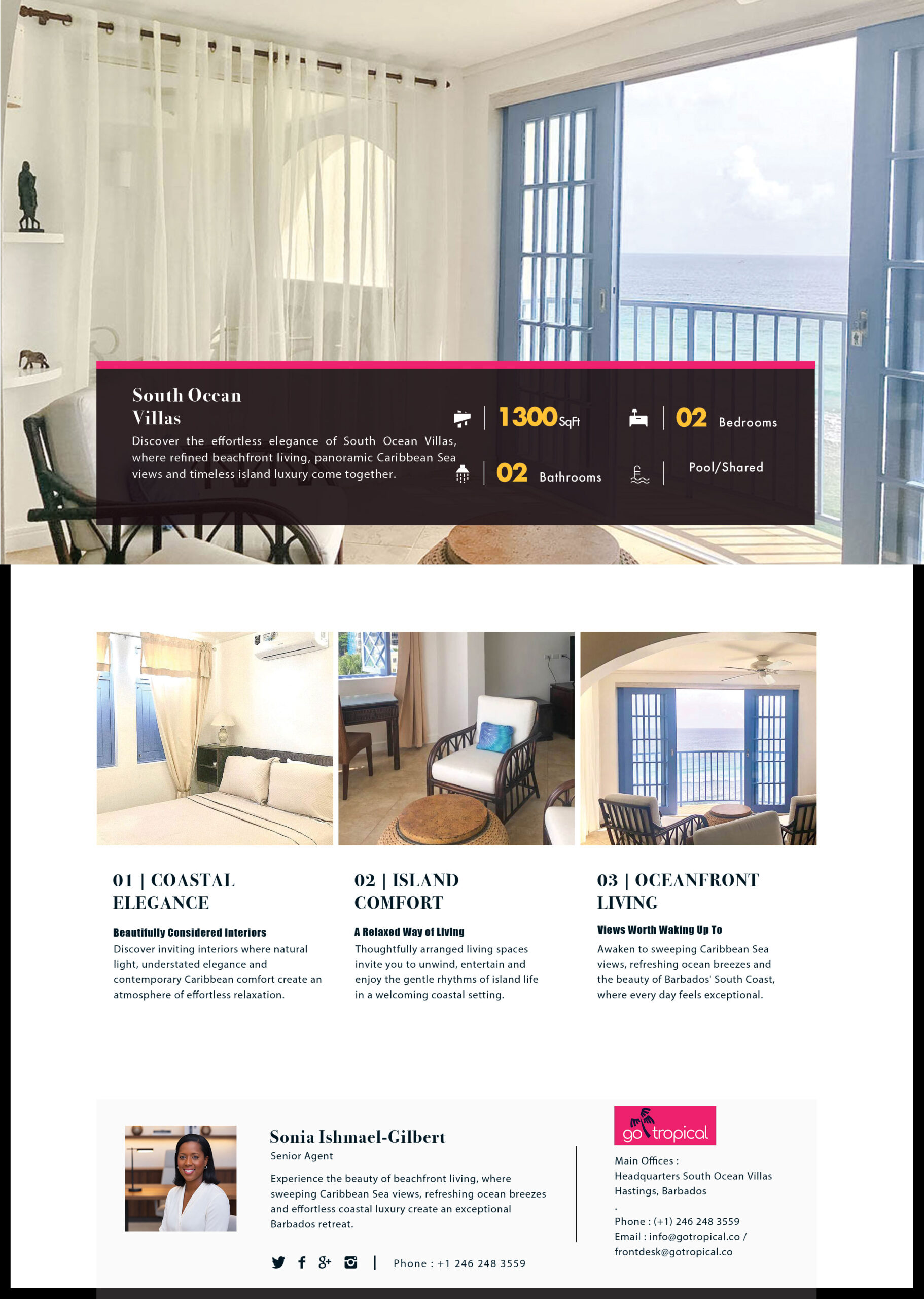 Go Tropical South Ocean Villas beachfront property brochure, Hastings Barbados